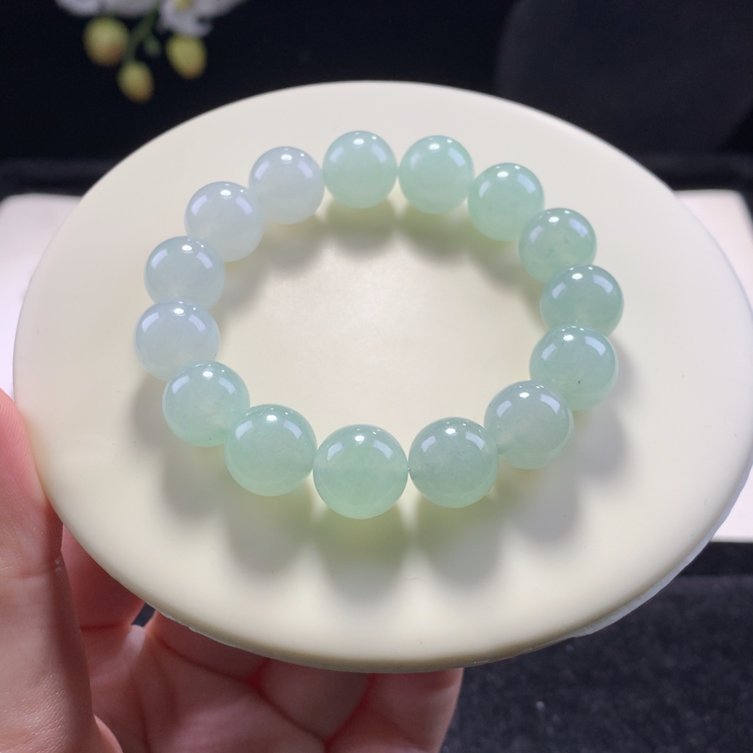 翡翠未镶嵌手串卡12青提串