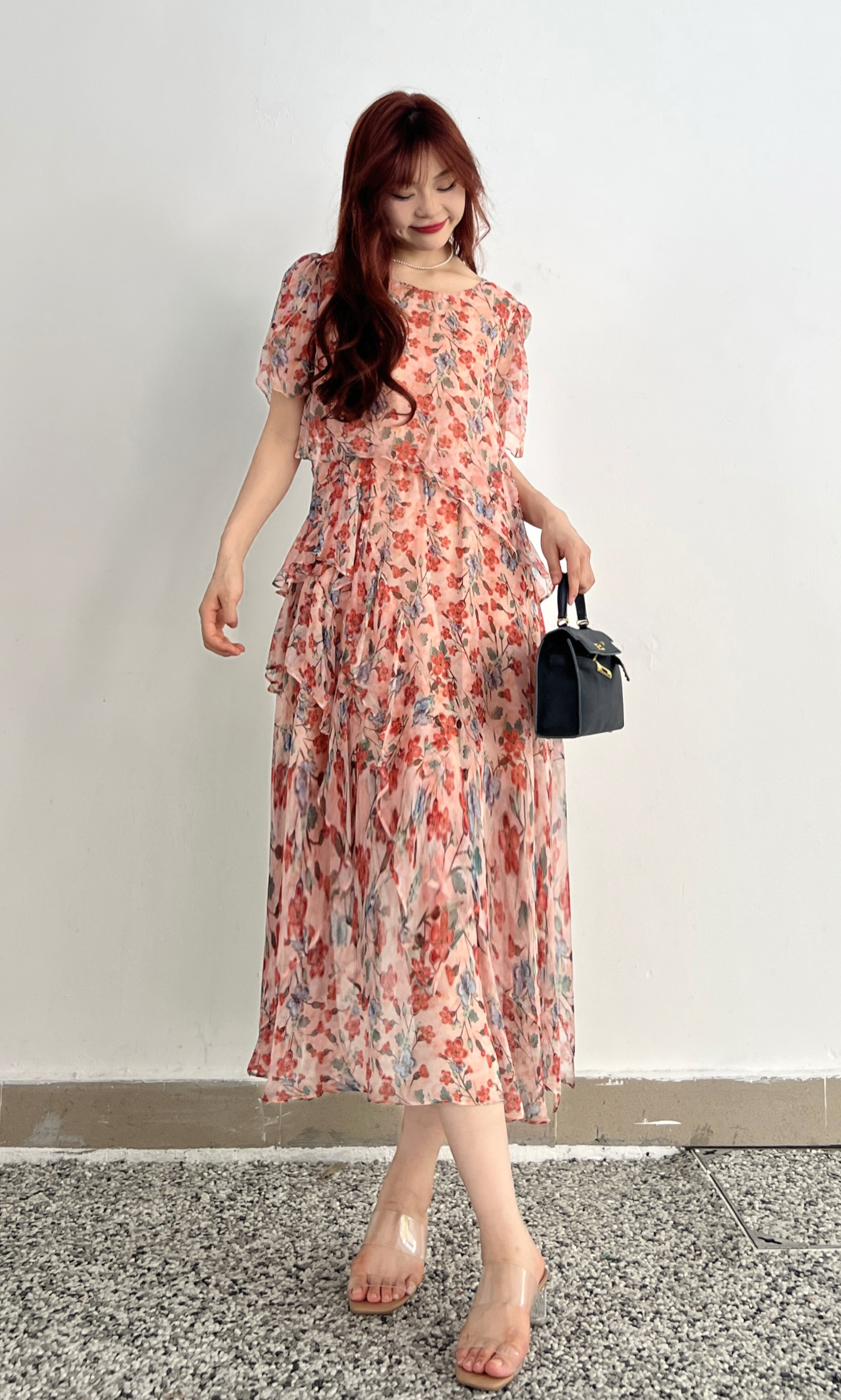 夏季新款桑蚕丝短袖气质显瘦大摆连衣裙