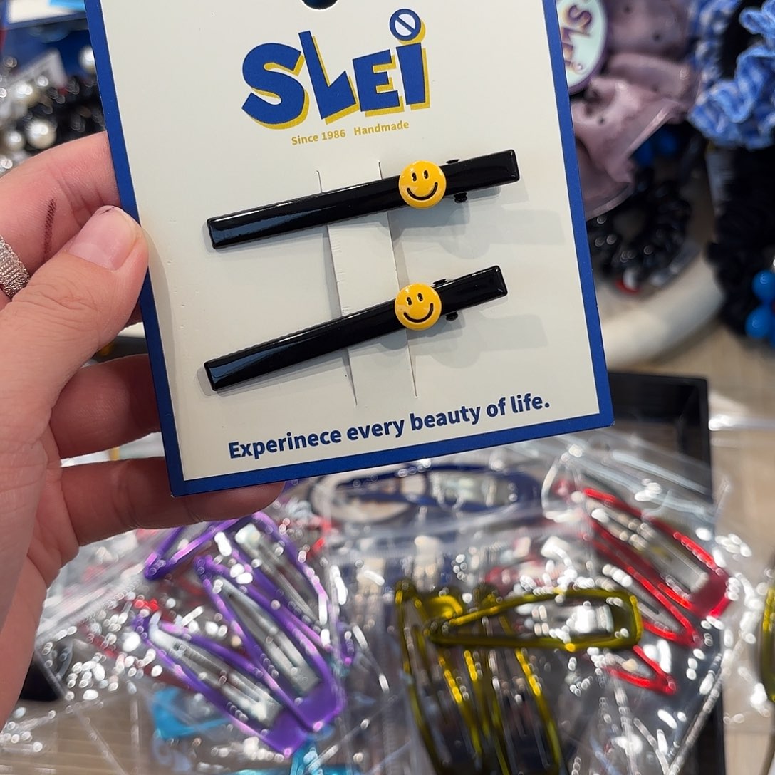 布艺铁合金笑脸鸭嘴夹一对