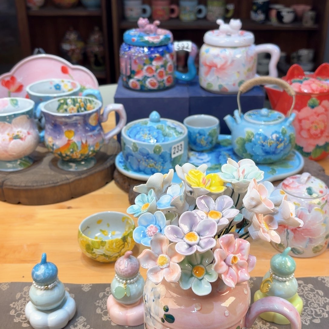 景德镇手绘高温釉下彩陶瓷茶具