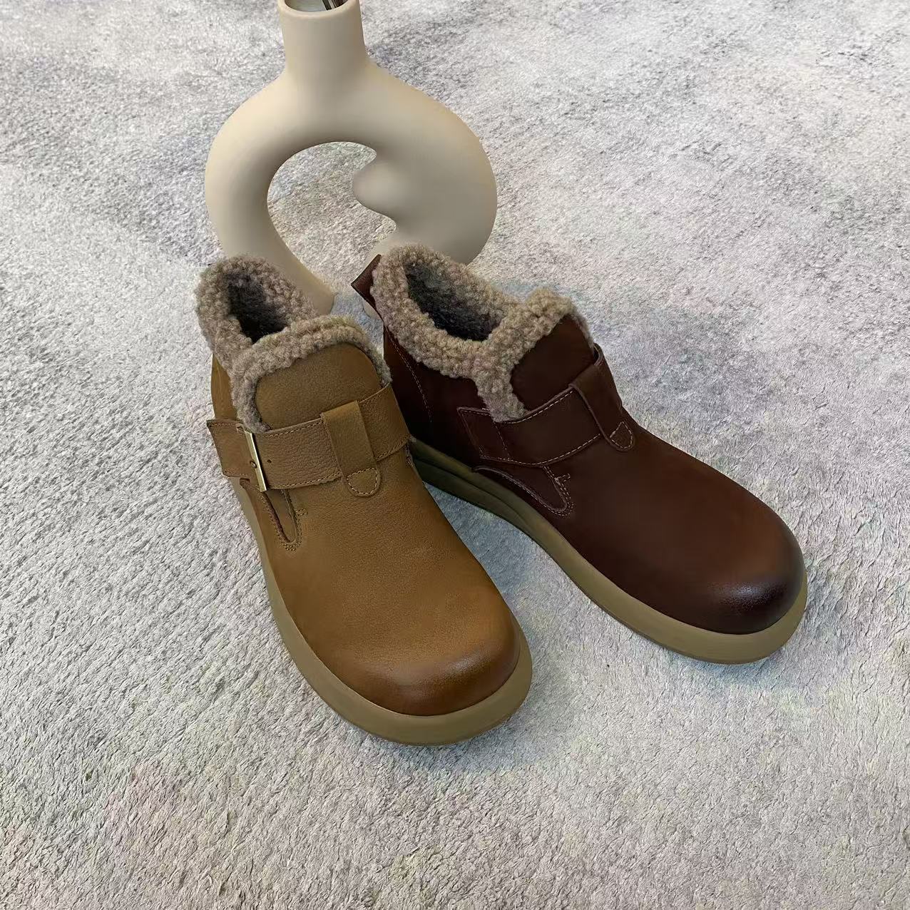 知羽.香云  冬季新品真皮百搭保暖短靴ZY63815