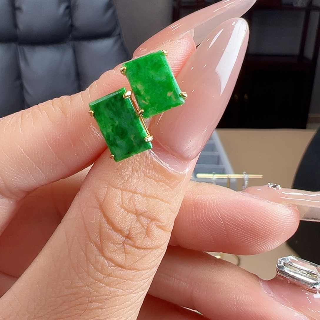 银S925镶嵌翡翠耳饰耳饰63