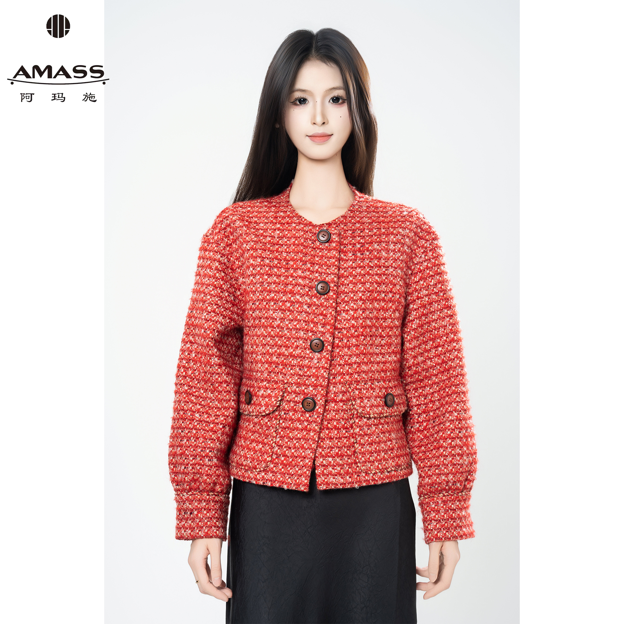 AMASS/阿玛施秋季新款气质复古小香风粗花呢时尚外套上衣 5400912