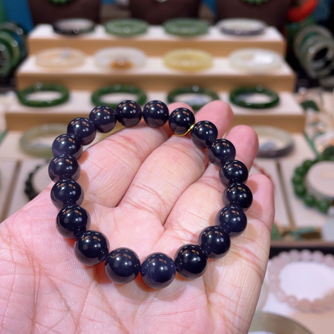 和田玉高品皇家紫手串卡10未镶嵌