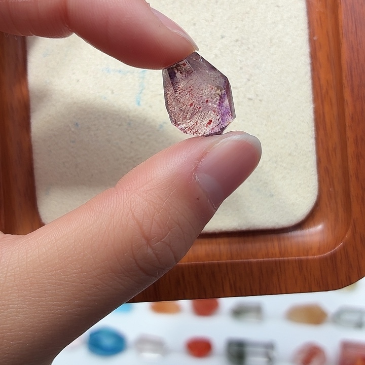 珠宝半成品银S925镶嵌水晶紫超七随型