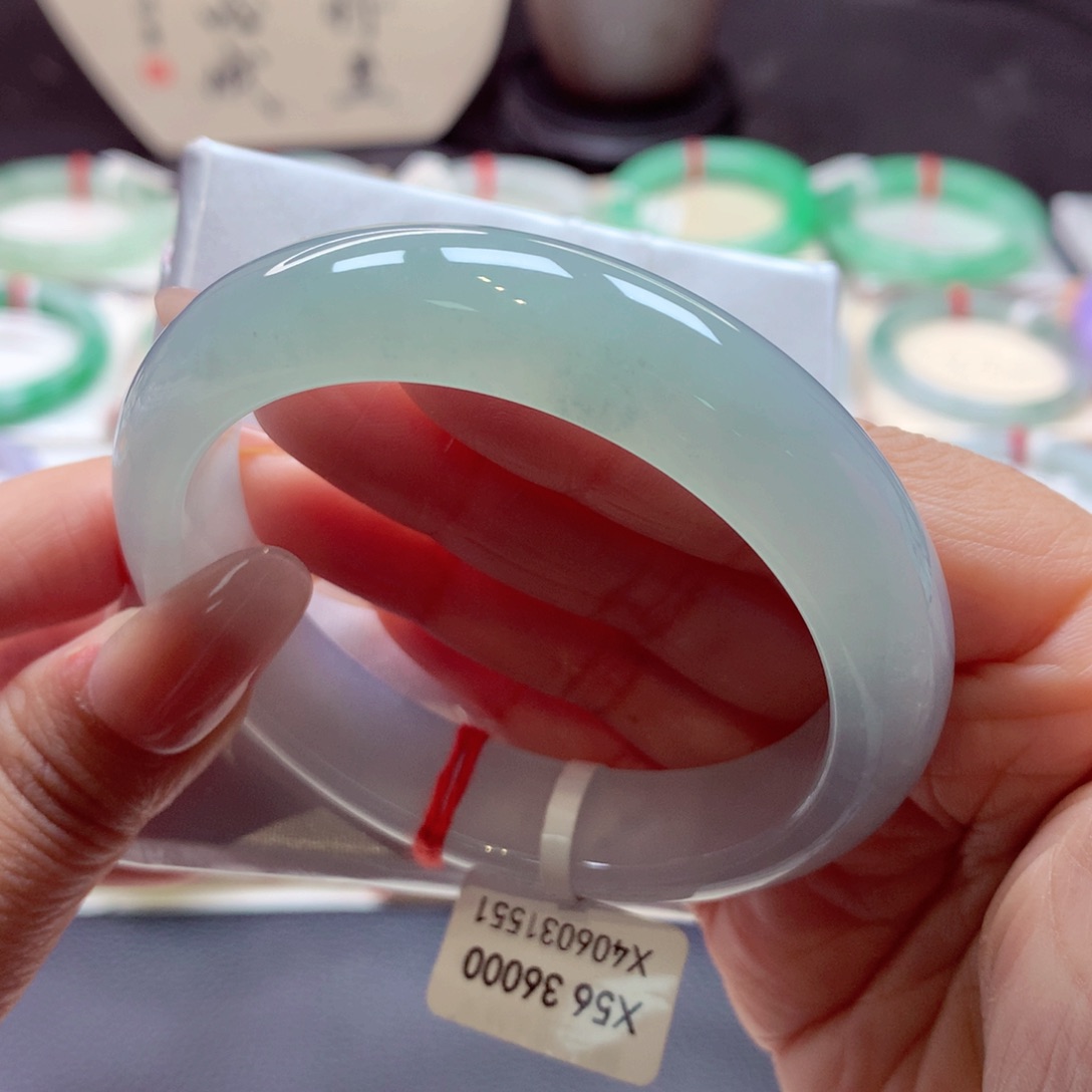 翡翠手镯未镶嵌正圈56.6（31号）冰胶蓝89