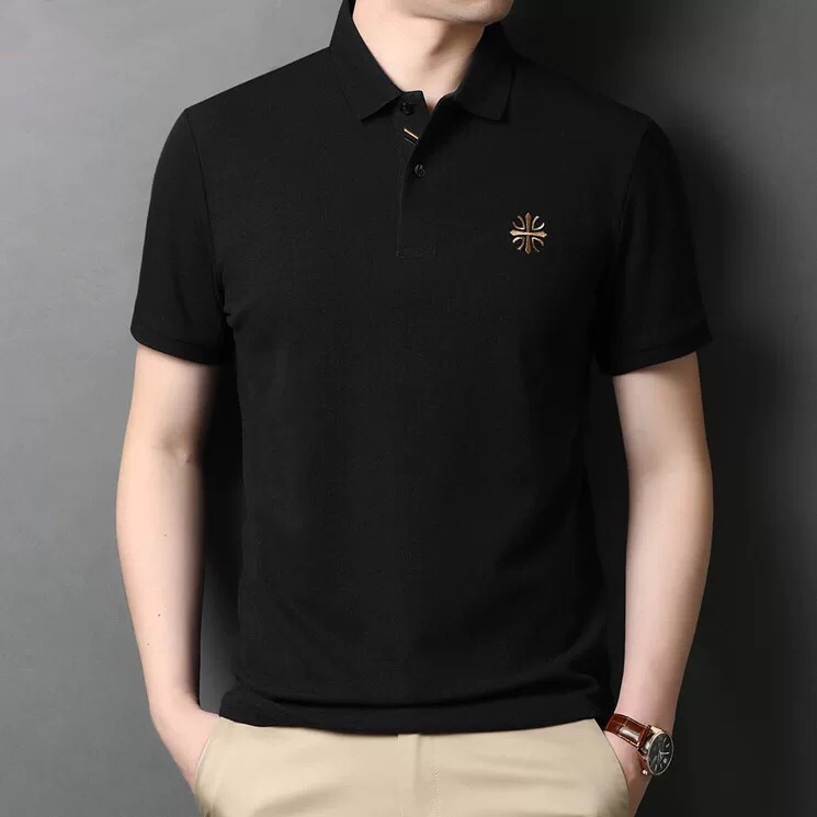 双丝光棉夏户外polo衫男款翻领宽松休闲男士t恤短袖行政商务男装