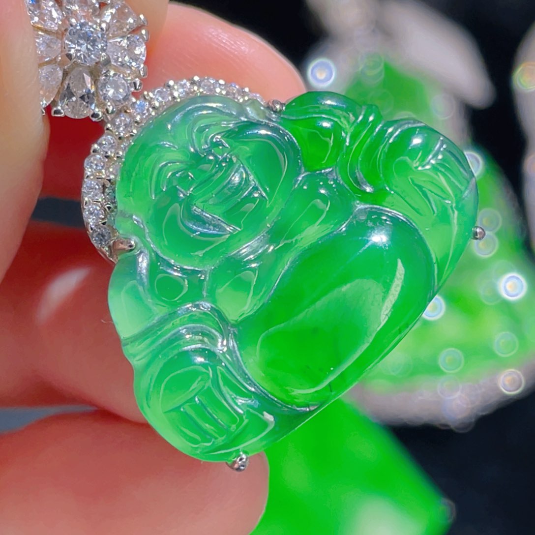 翡翠吊坠(不含链)银S925镶嵌