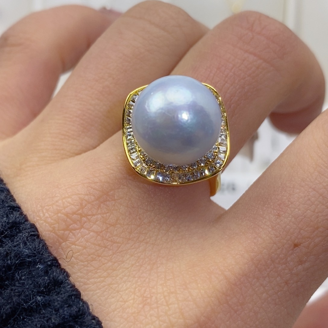 淡水珍珠戒指合金