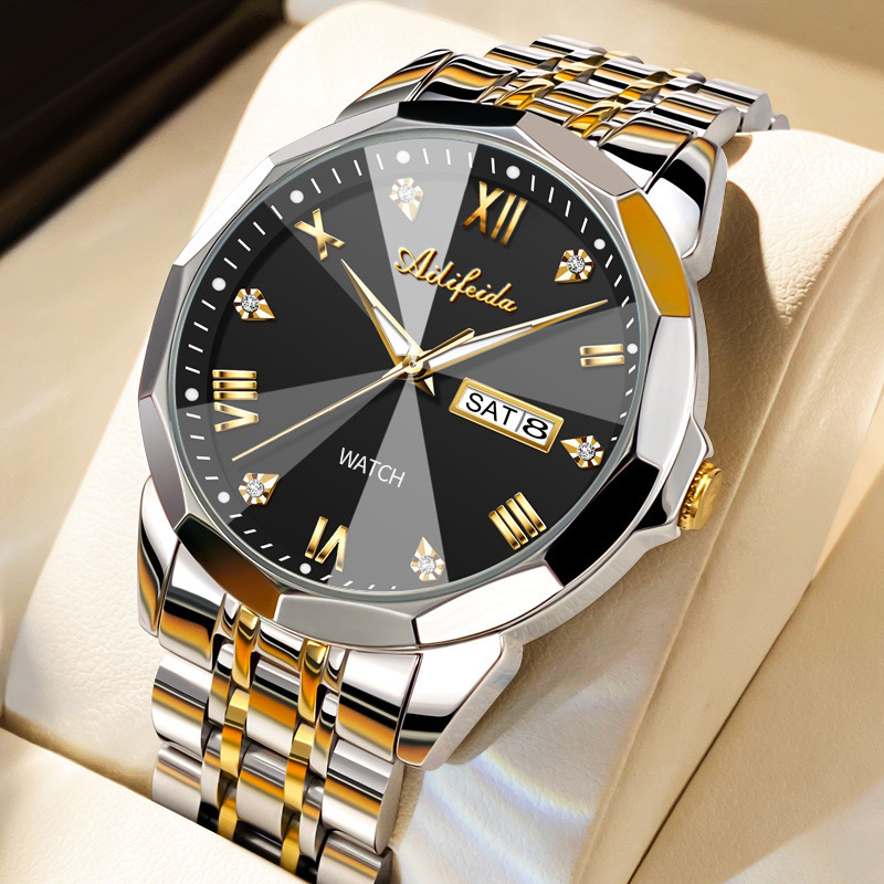 高颜值男士全自动防水夜光双日历机械表潮流大气高端腕表