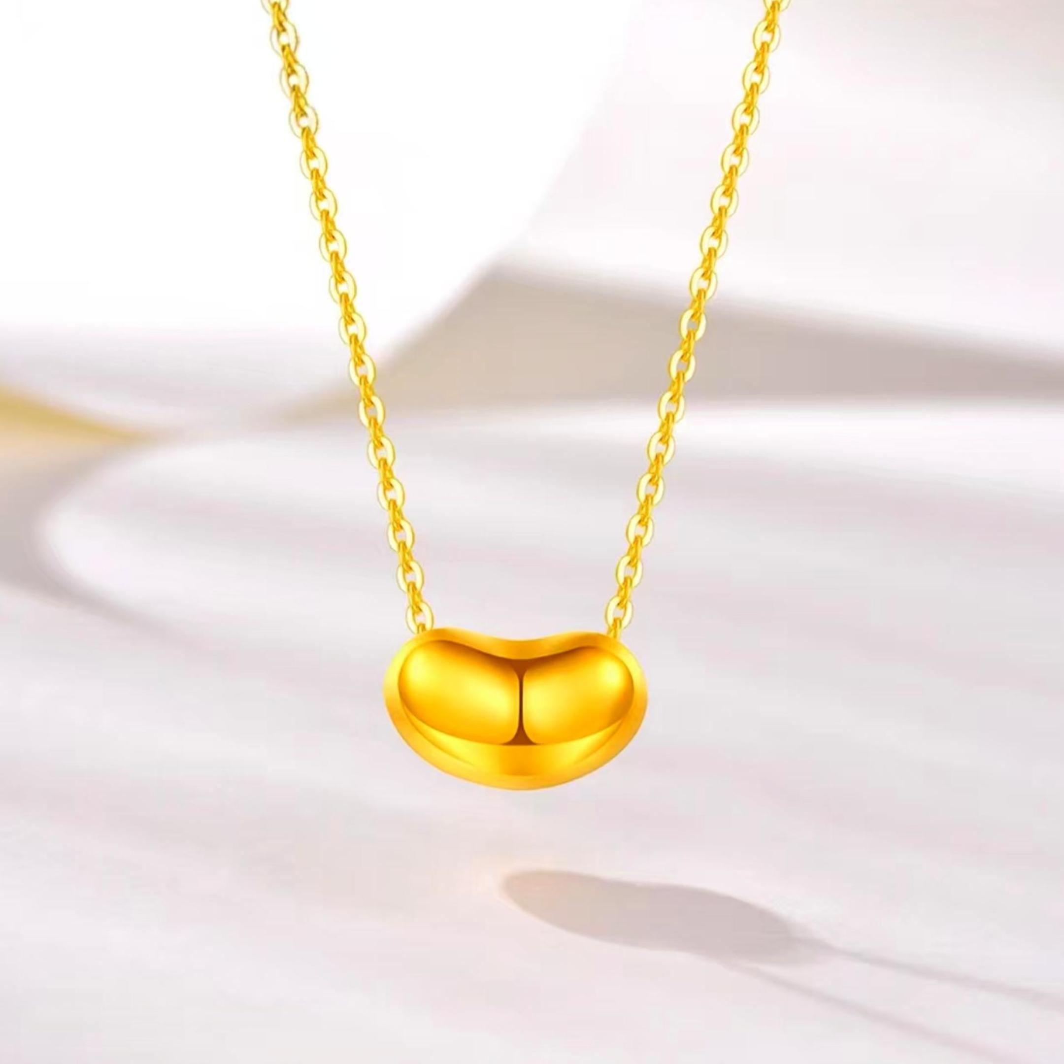 【贞爱福】黄金足金相思金豆套链项链时尚精致简约个性套链