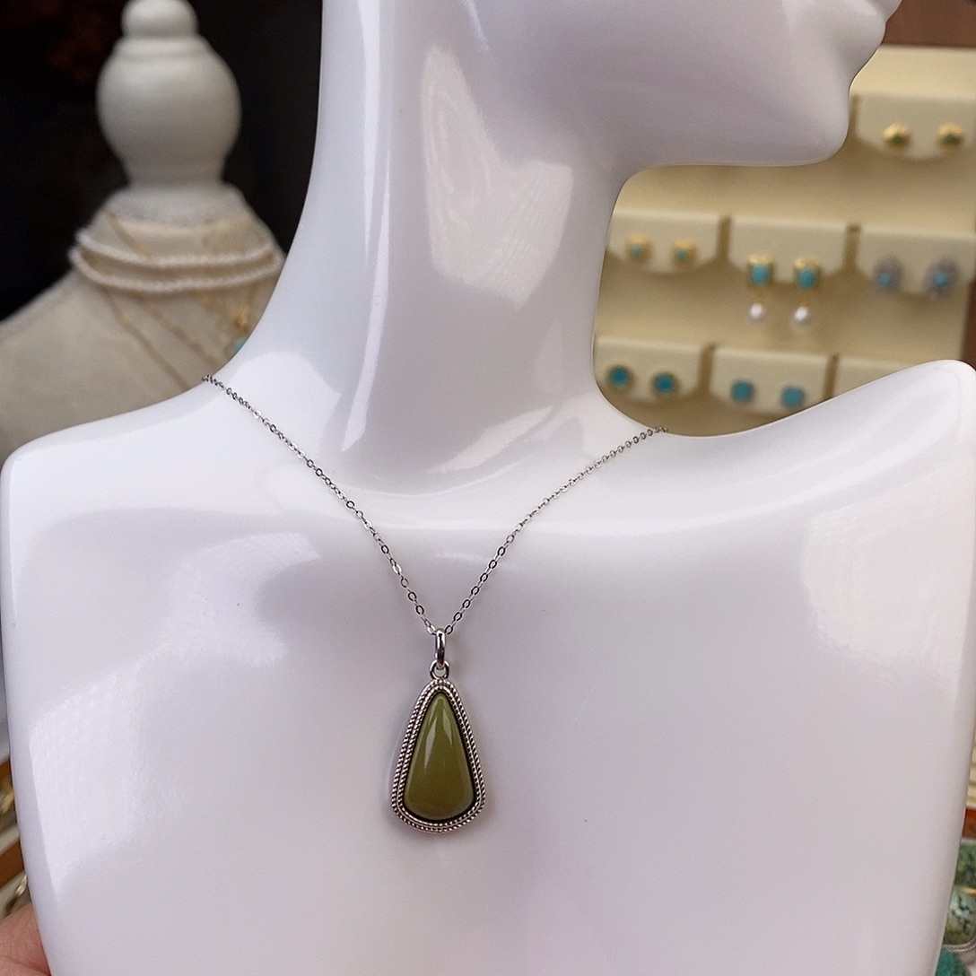 绿松石颈饰银S925镶嵌