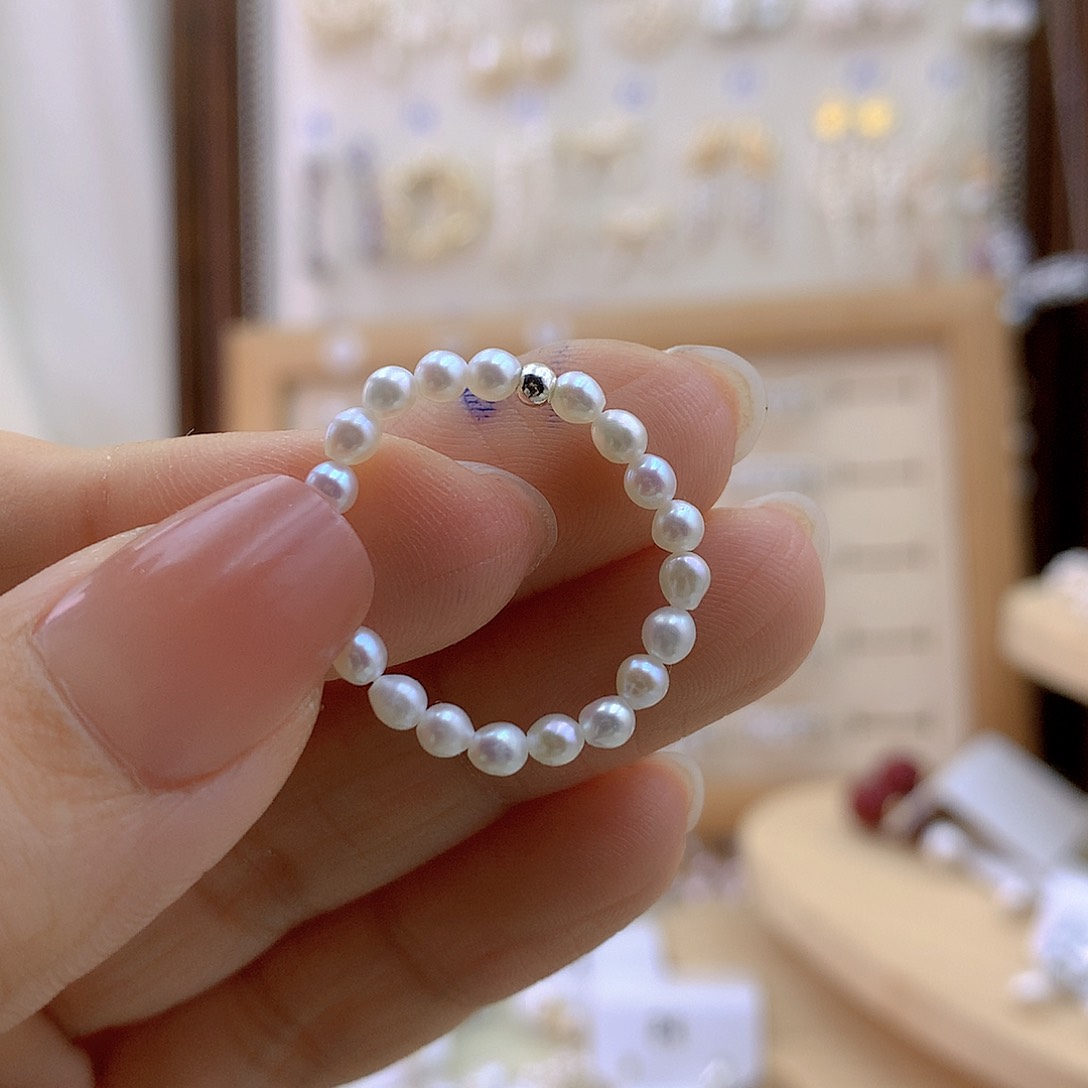 银S925镶嵌戒指淡水珍珠