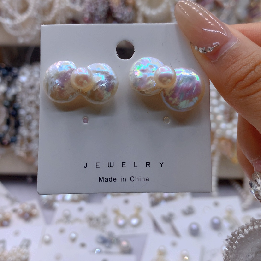 淡水珍珠耳饰银S925镶嵌