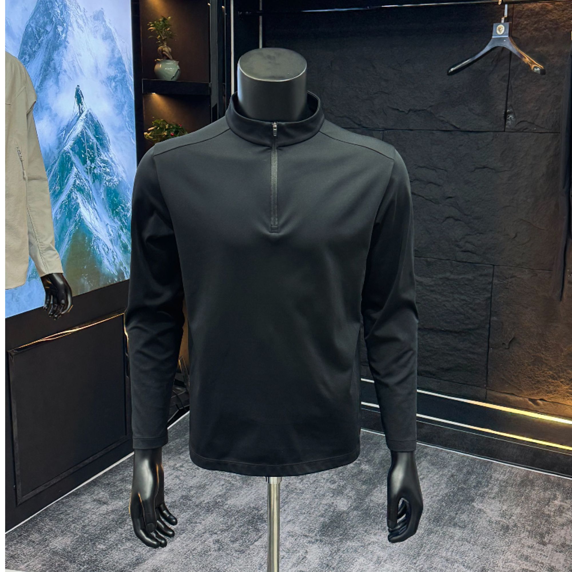 修身运动休闲立领长袖半拉链潮流休闲男