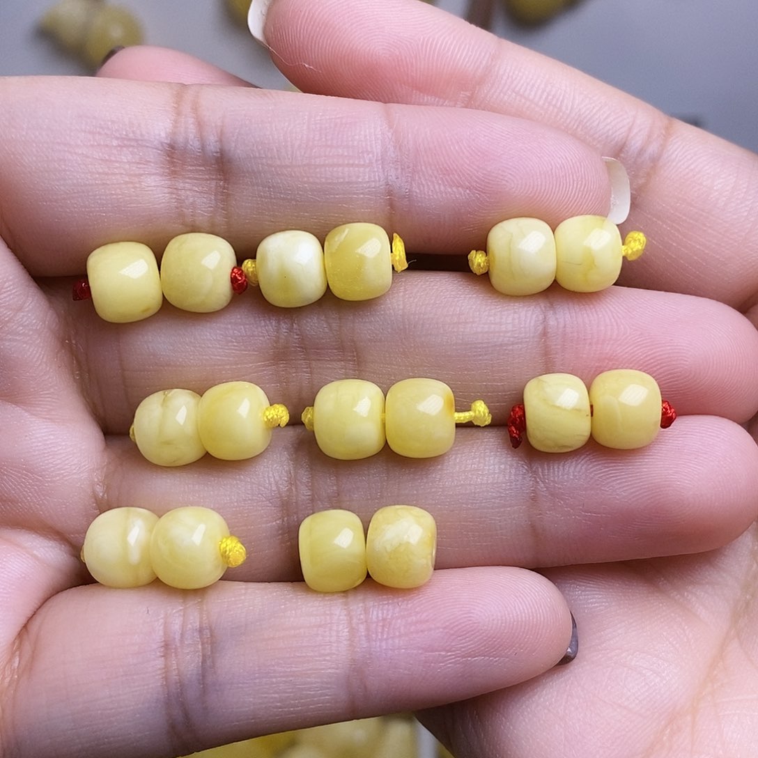 裸石琥珀未镶嵌灰*狼蜜蜡老型对珠微瑕福利