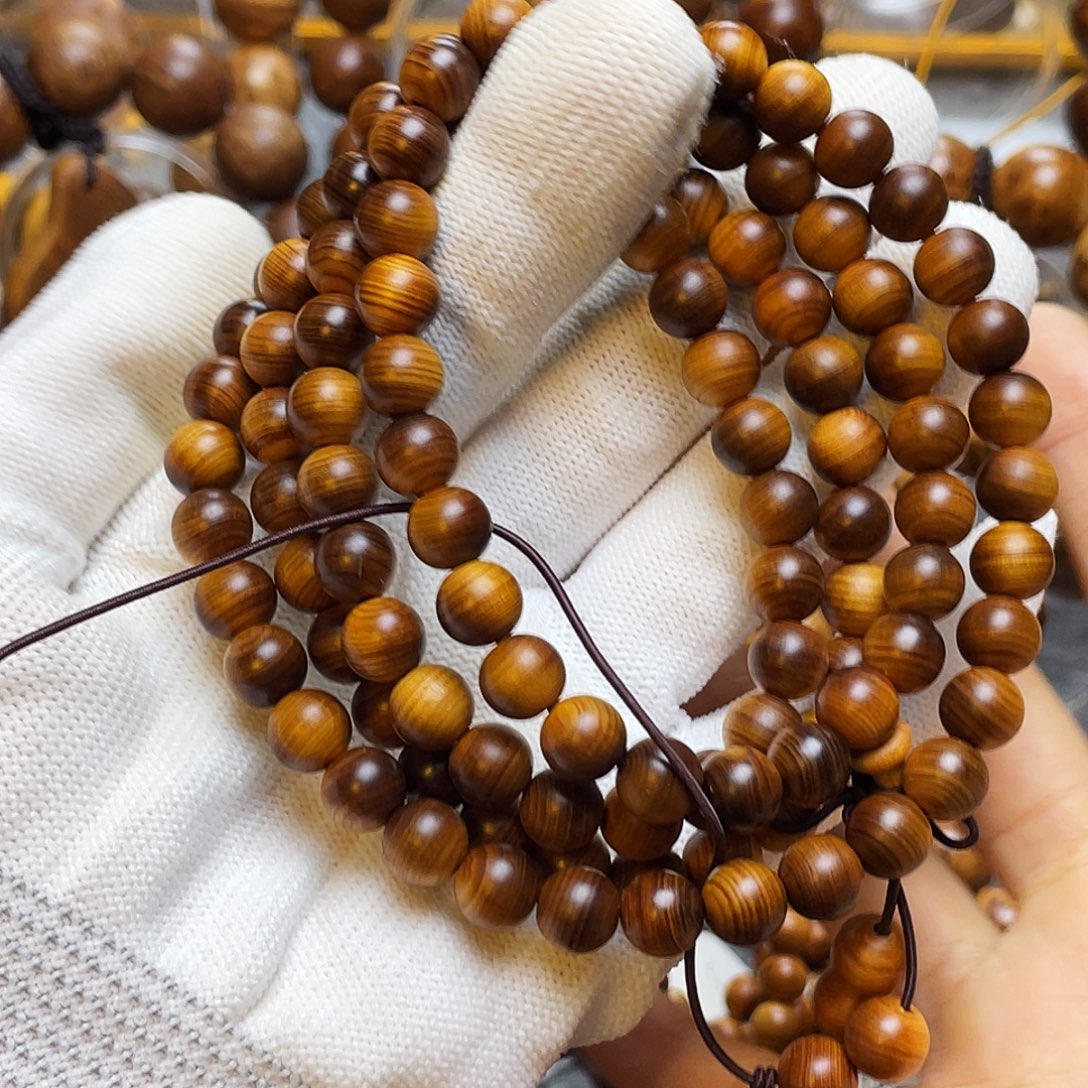 A***天柏木手串/手链太行崖柏0.8陈化黑油素圈108颗