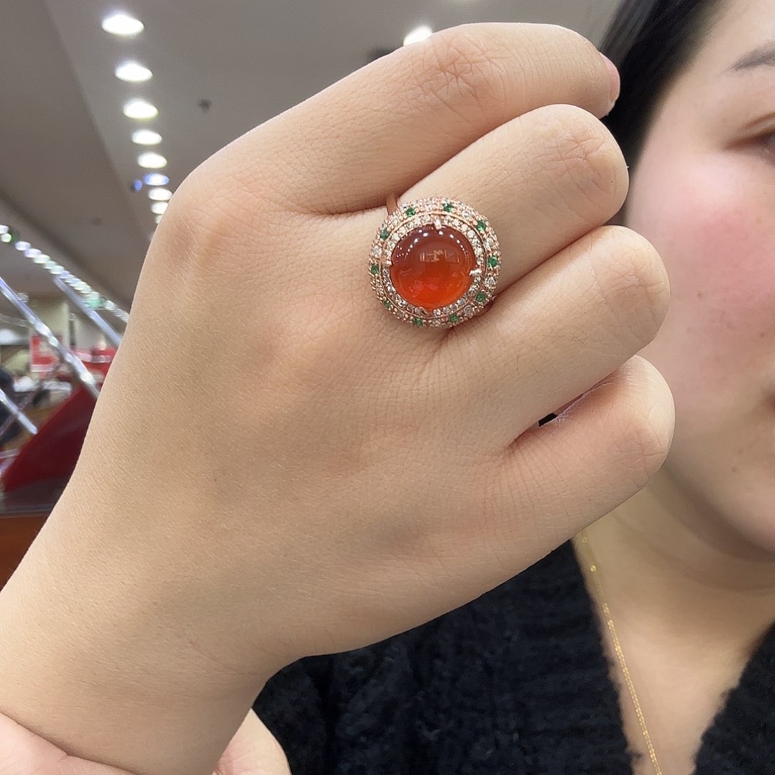 南红玛瑙戒指未镶嵌音**艺