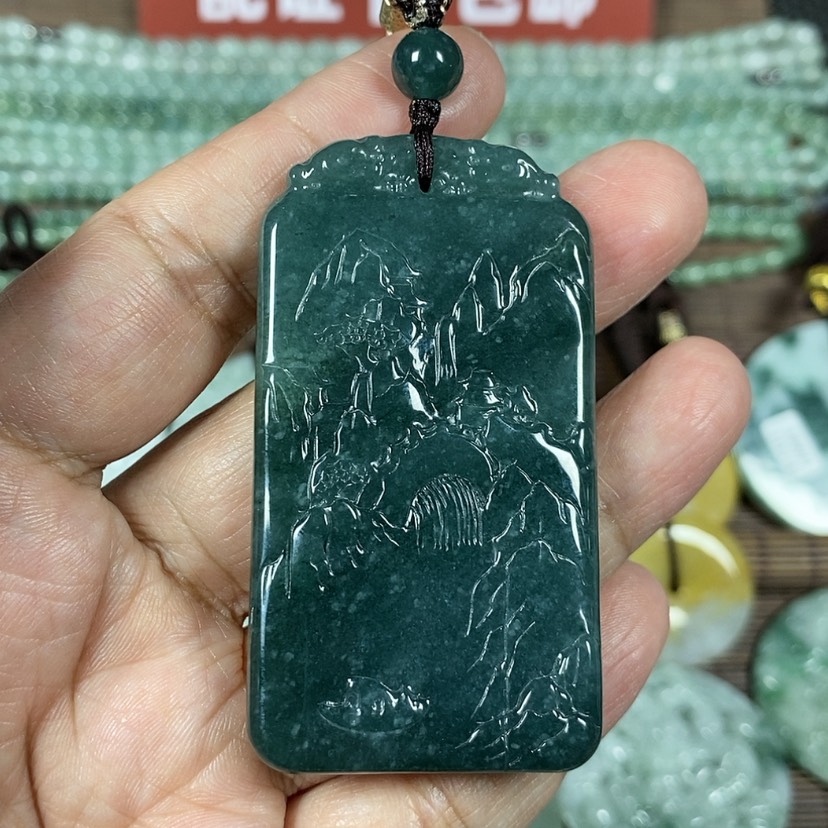 【闪购商品】翡翠颈饰未镶嵌玉吊坠翡翠玉双面九龙牌