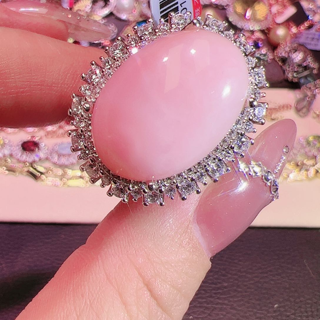 蛋白石戒指银S925镶嵌