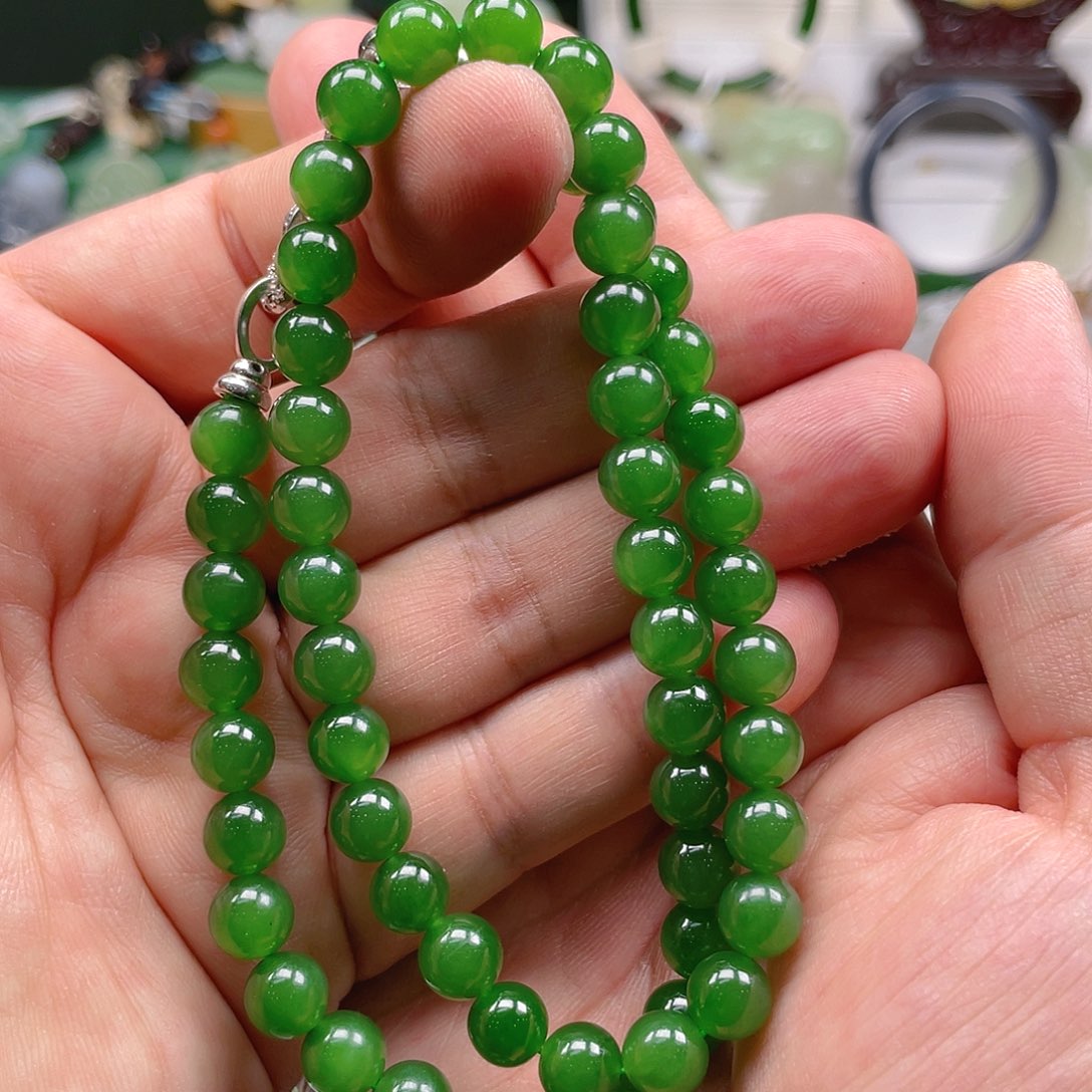 和田玉（碧玉）颈饰银S925镶嵌