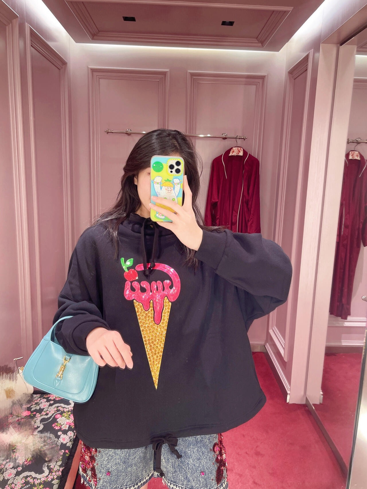 010555 Gucci/古驰 冰淇淋晶饰连帽卫衣 S码
