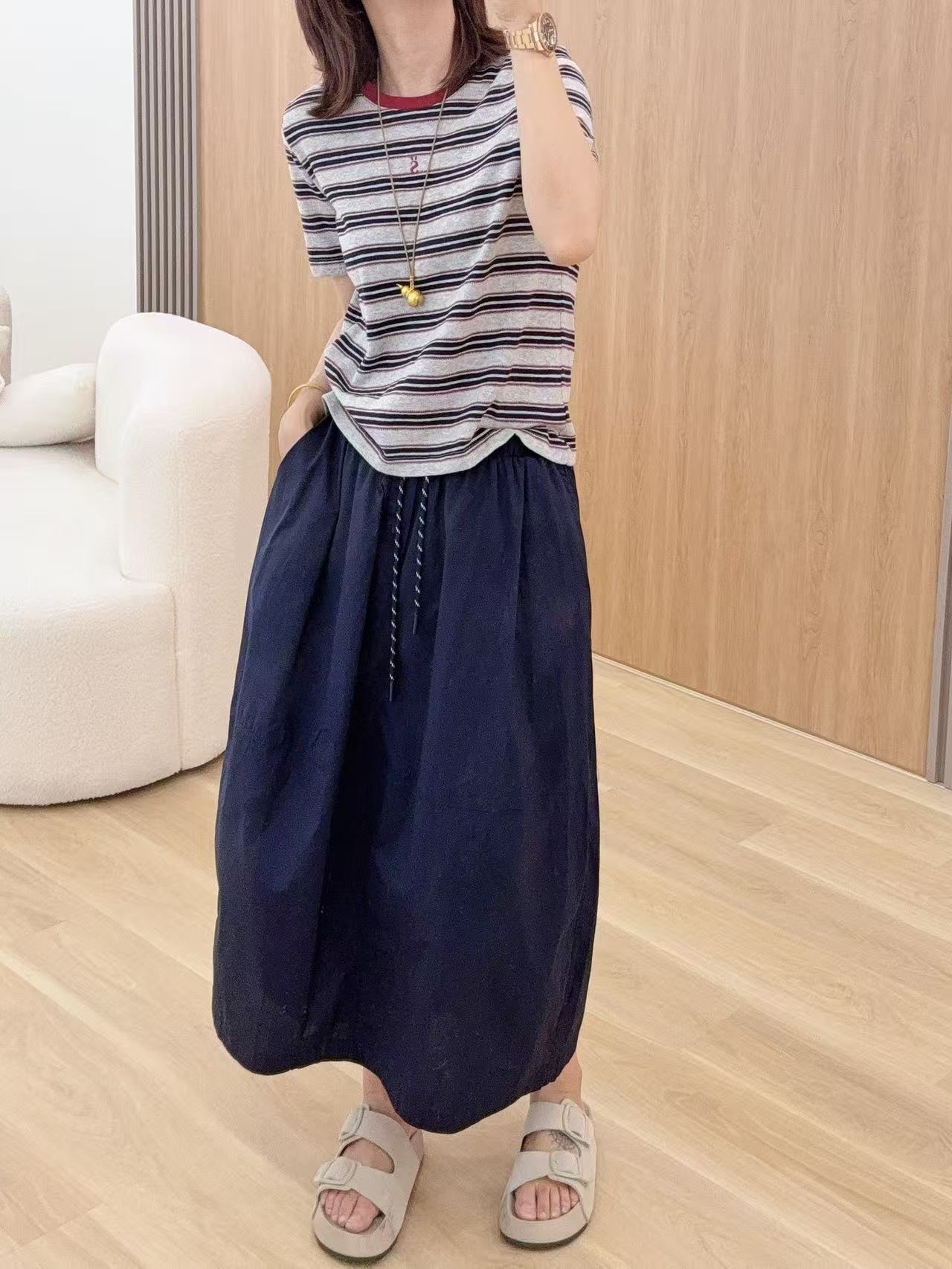 仓美美女装-美式老钱条纹T