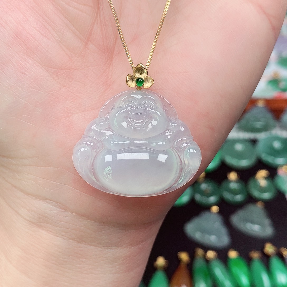 翡翠颈饰18K金镶嵌雅*?天然翡翠A货