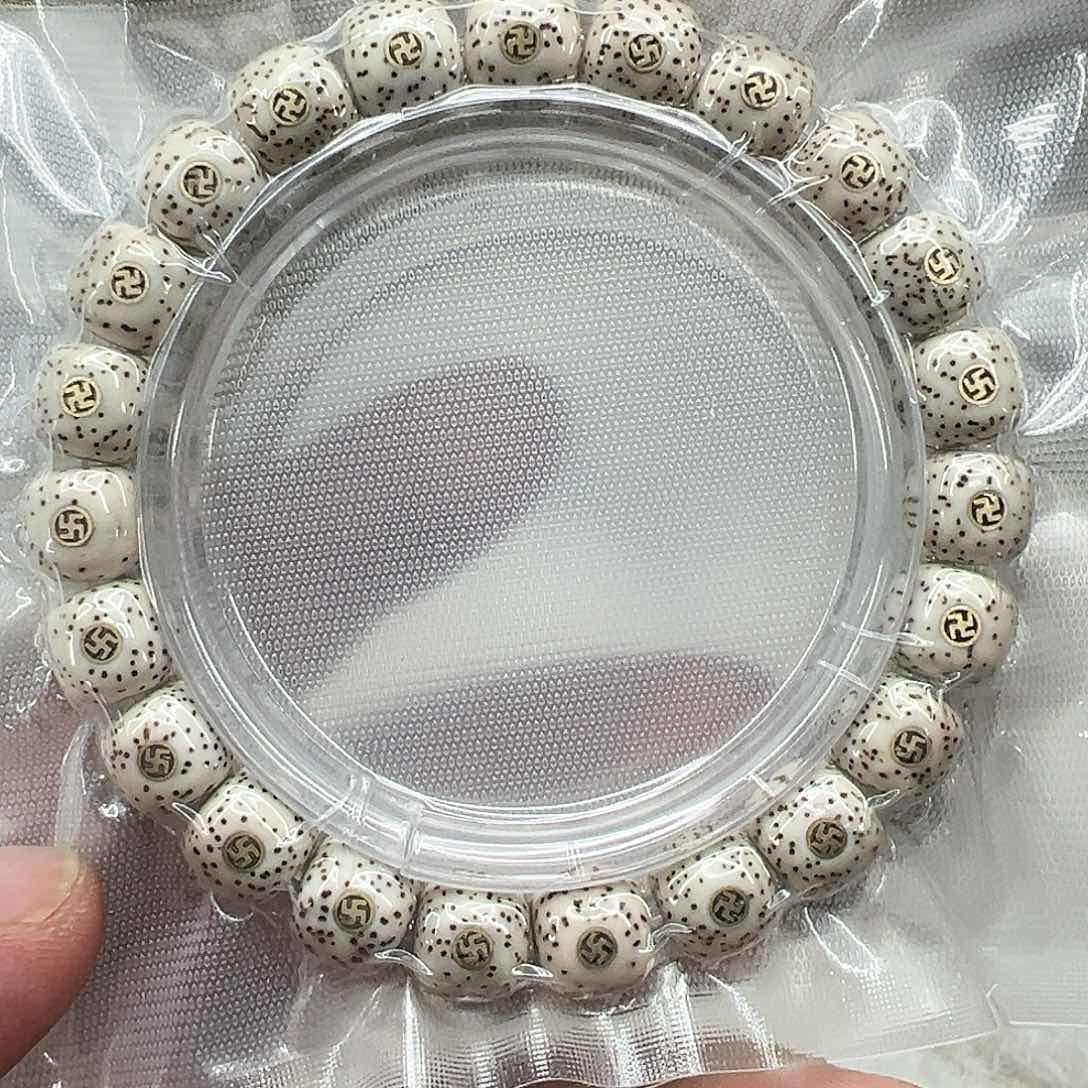 星月菩提手串86王者原脂白星月菩提单圈万字1.0