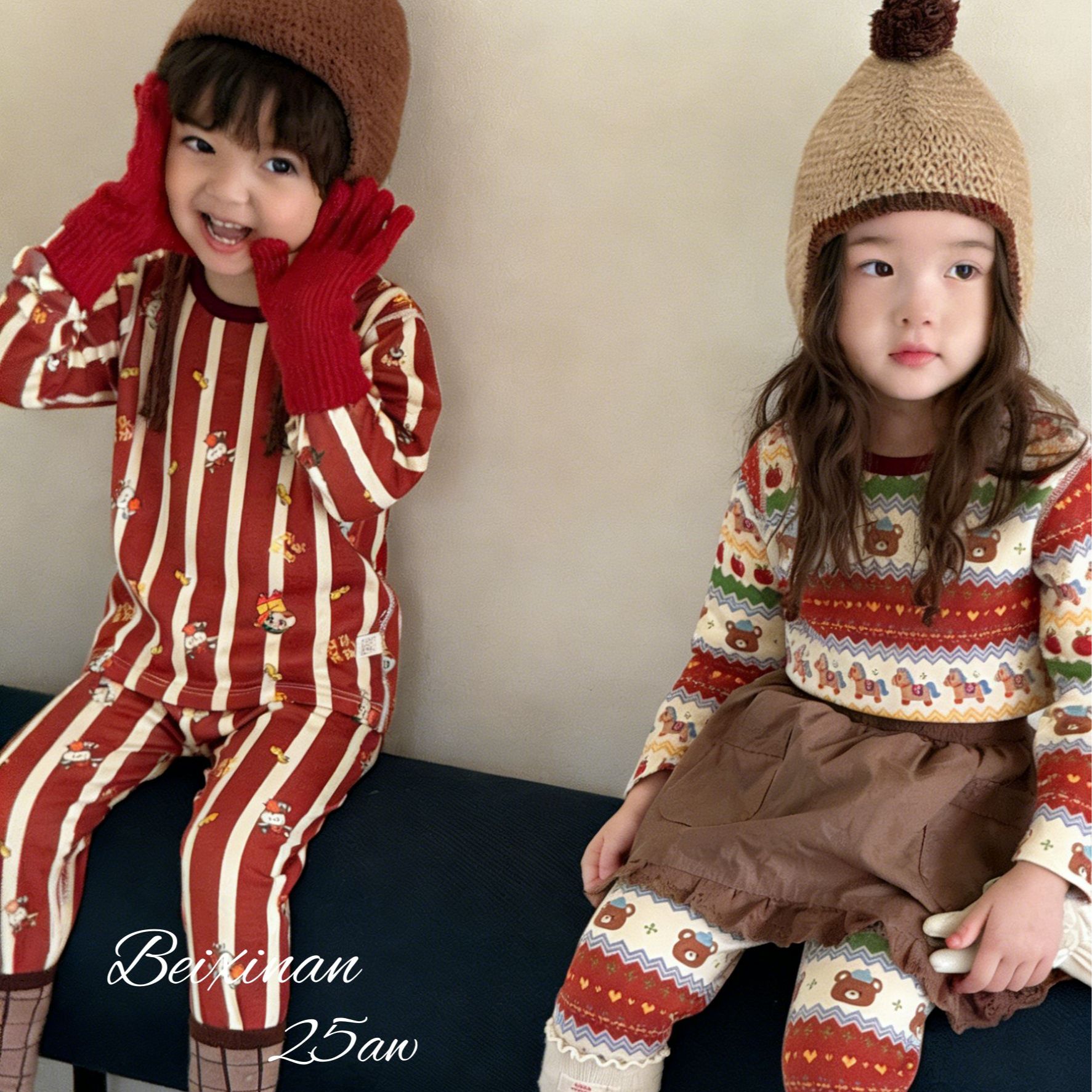 【年款380g舒绒】过年儿童家居服纯棉A类秋衣秋裤套装GLK2603