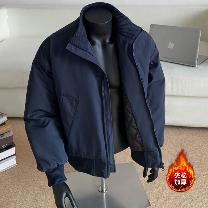 【加棉加厚】美式立领短款夹棉加厚棒球服外套男女秋冬季宽松情侣款