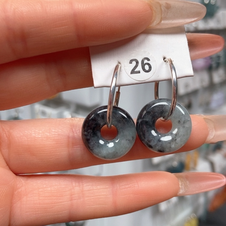 【闪购商品】翡翠耳饰银S925镶嵌耳饰