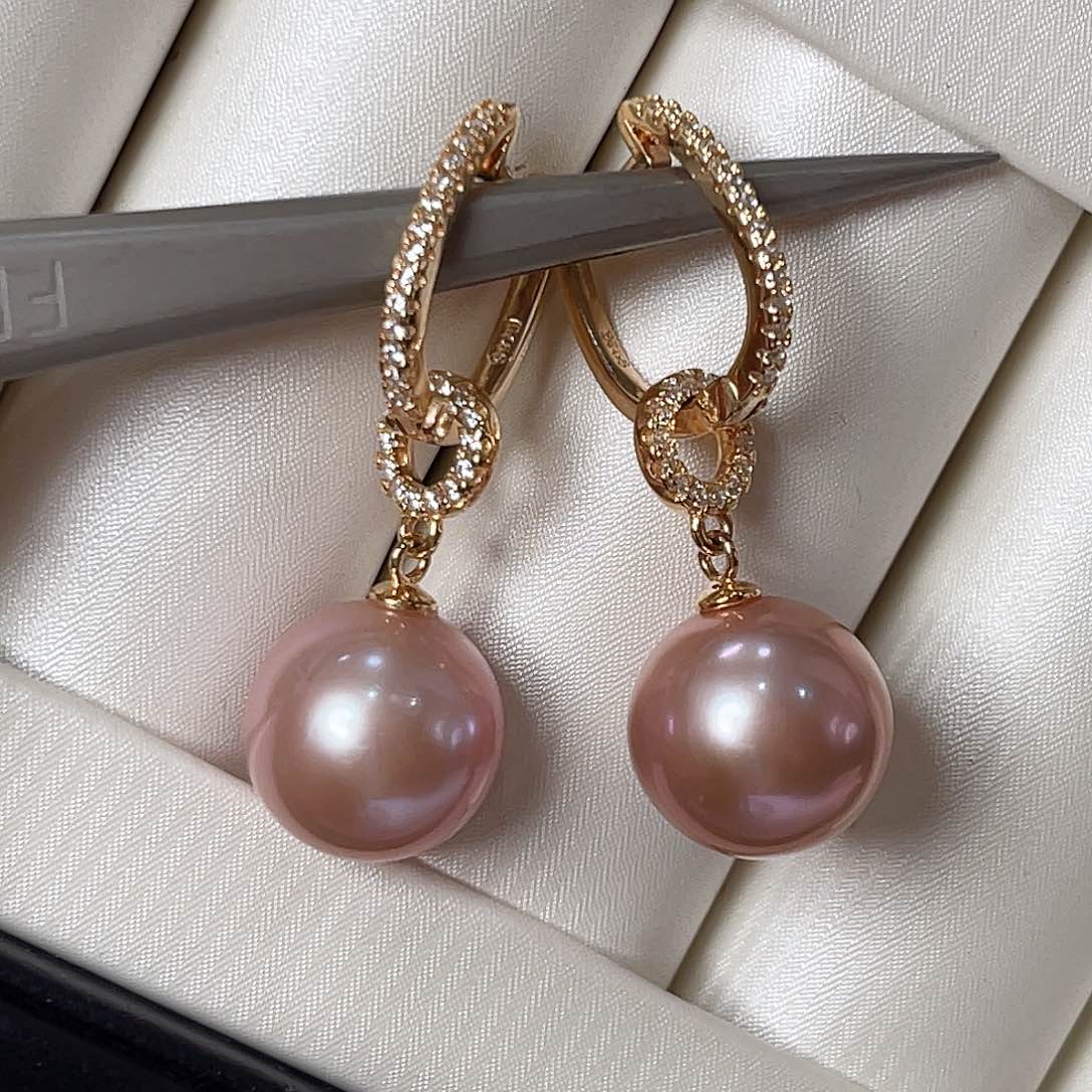 淡水珍珠耳环银S925镶嵌