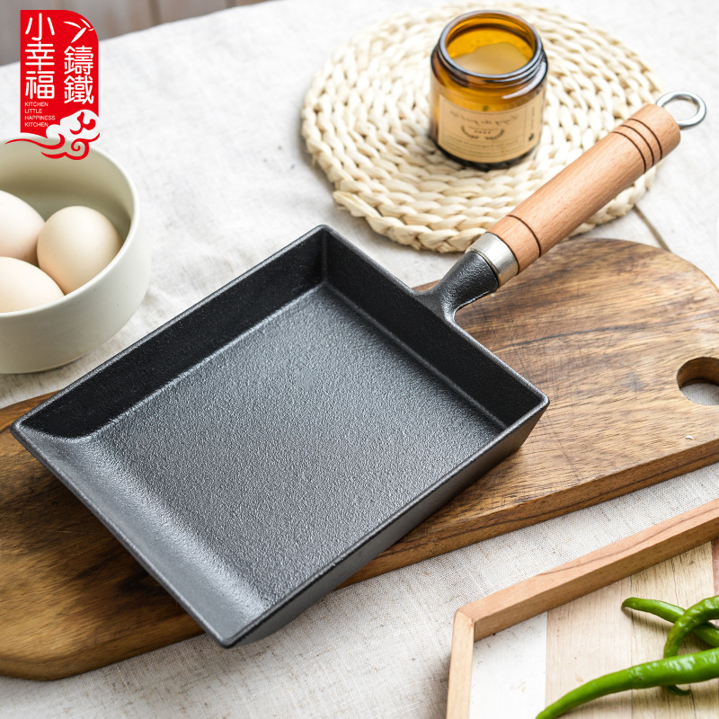 日式玉子烧锅厚蛋烧鸡蛋卷煎锅方形煎蛋锅无涂层不粘锅铸铁平底锅