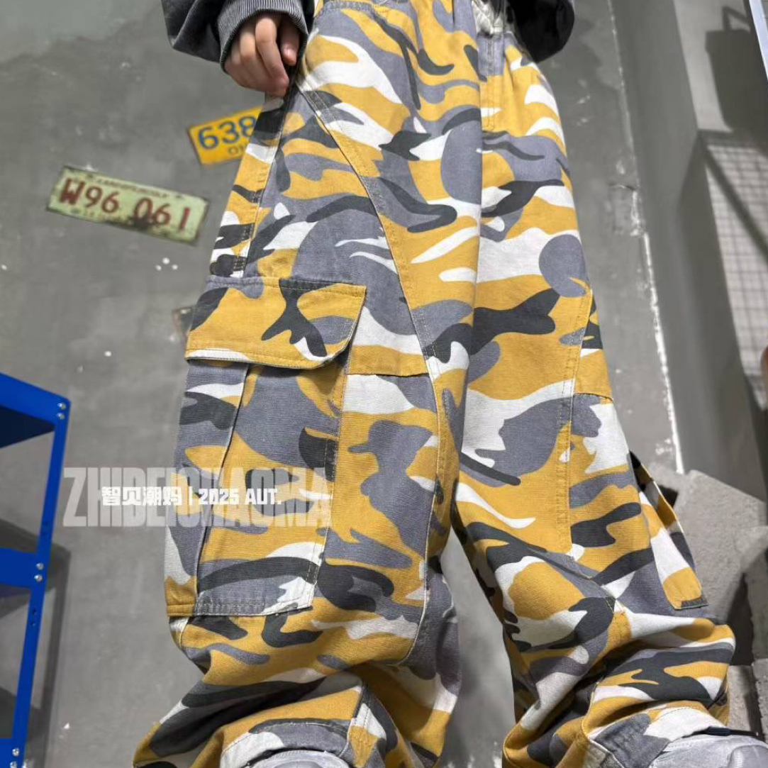 潮牌秋季儿童迷彩休闲牛仔裤