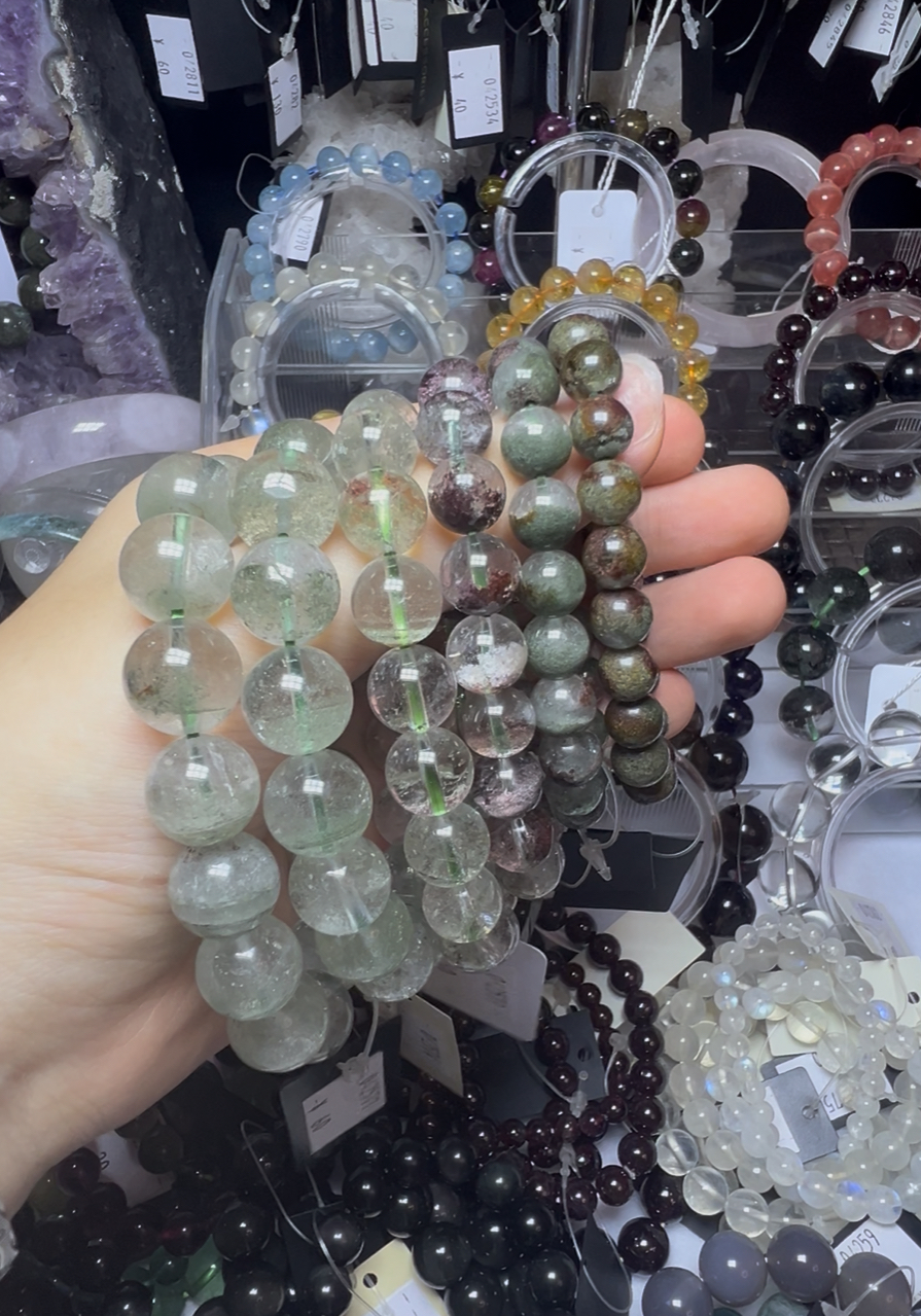 【小微瑕珠宝店】绿幽灵手串 满天星半盆 巴西天然素串 集合链接