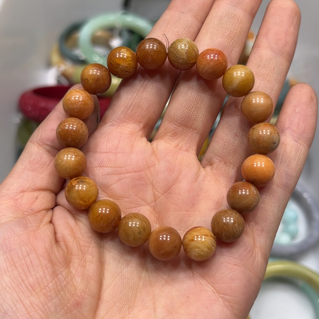 蛇纹石玉手链未镶嵌瑕疵