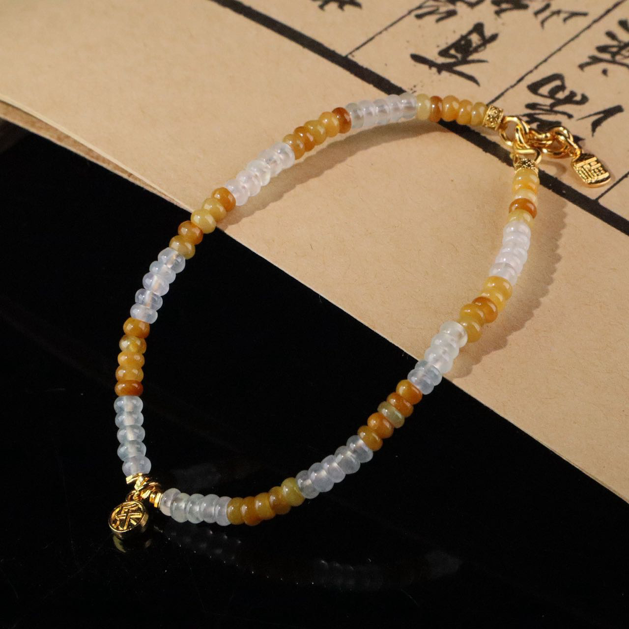 天然冰种黄翡翡翠珠子手串未镶嵌缅甸老坑a货圆珠串