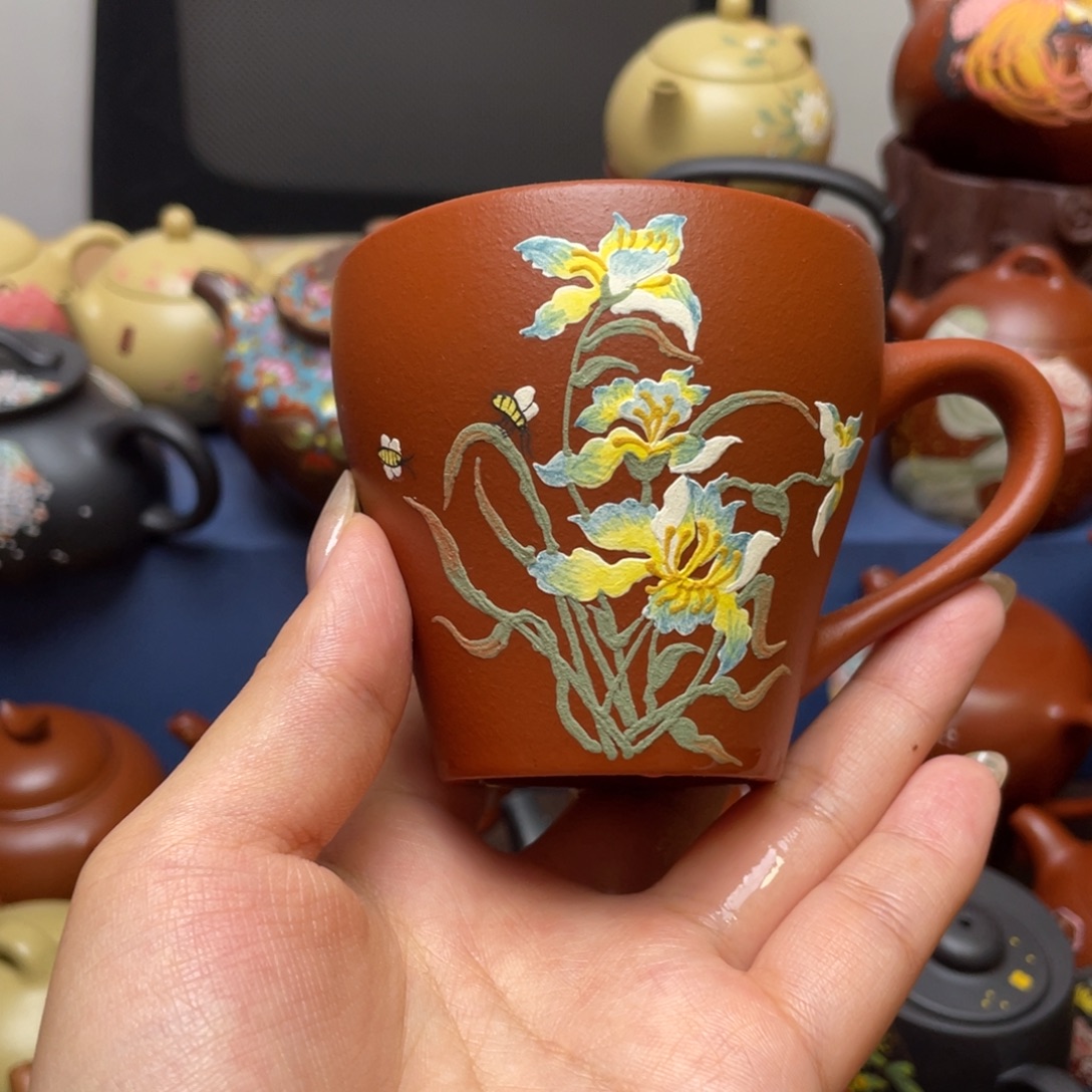 紫泥茶杯紫砂主人杯180cc