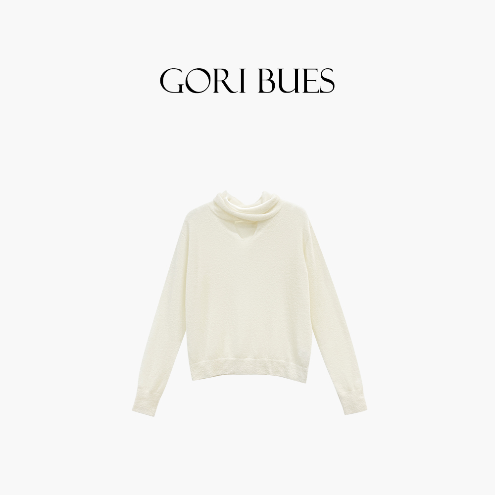 “静奢佳人”设计感镂空系带领超细羊毛针织智性风上衣女G25UI57108