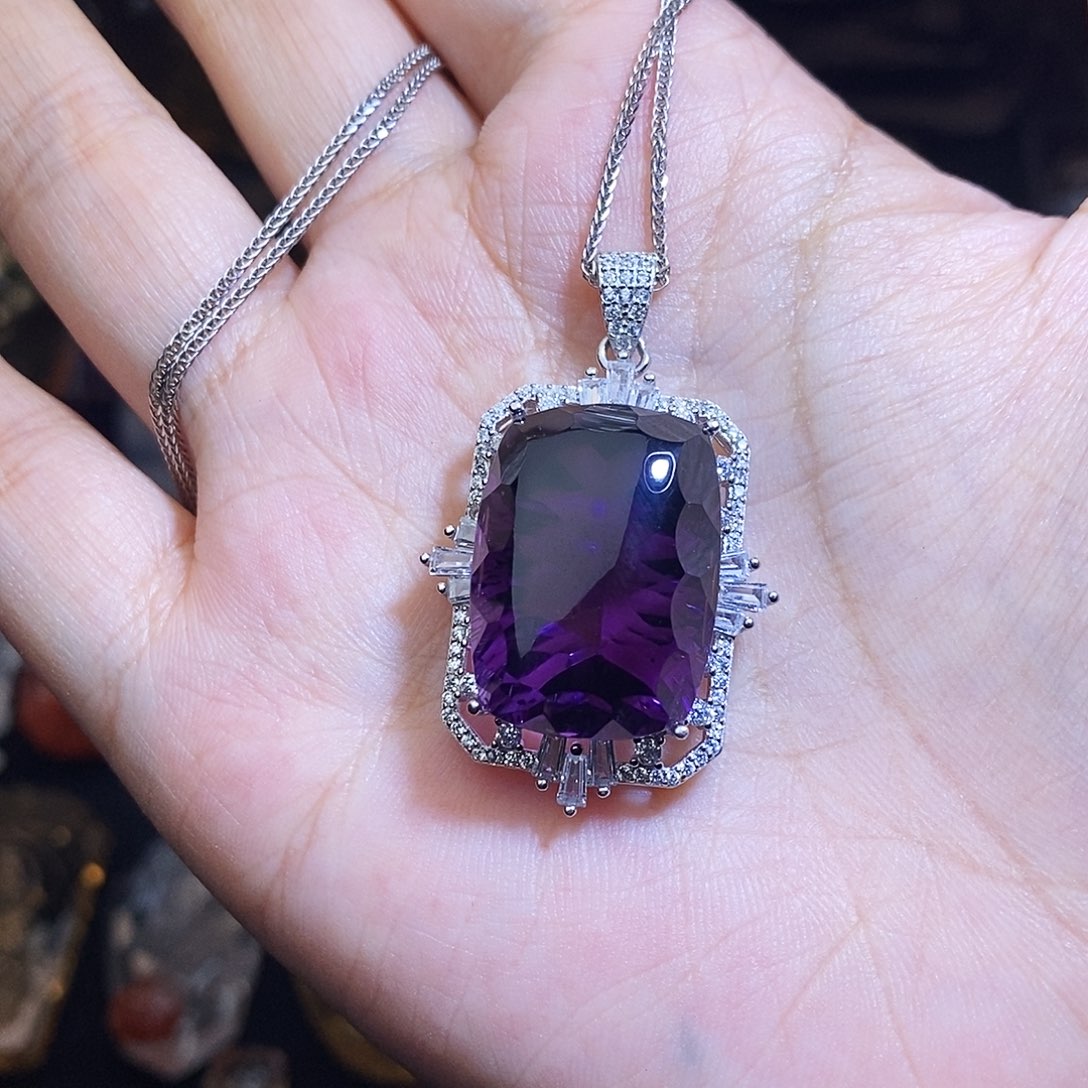 水晶吊坠银S925镶嵌风**合吊坠