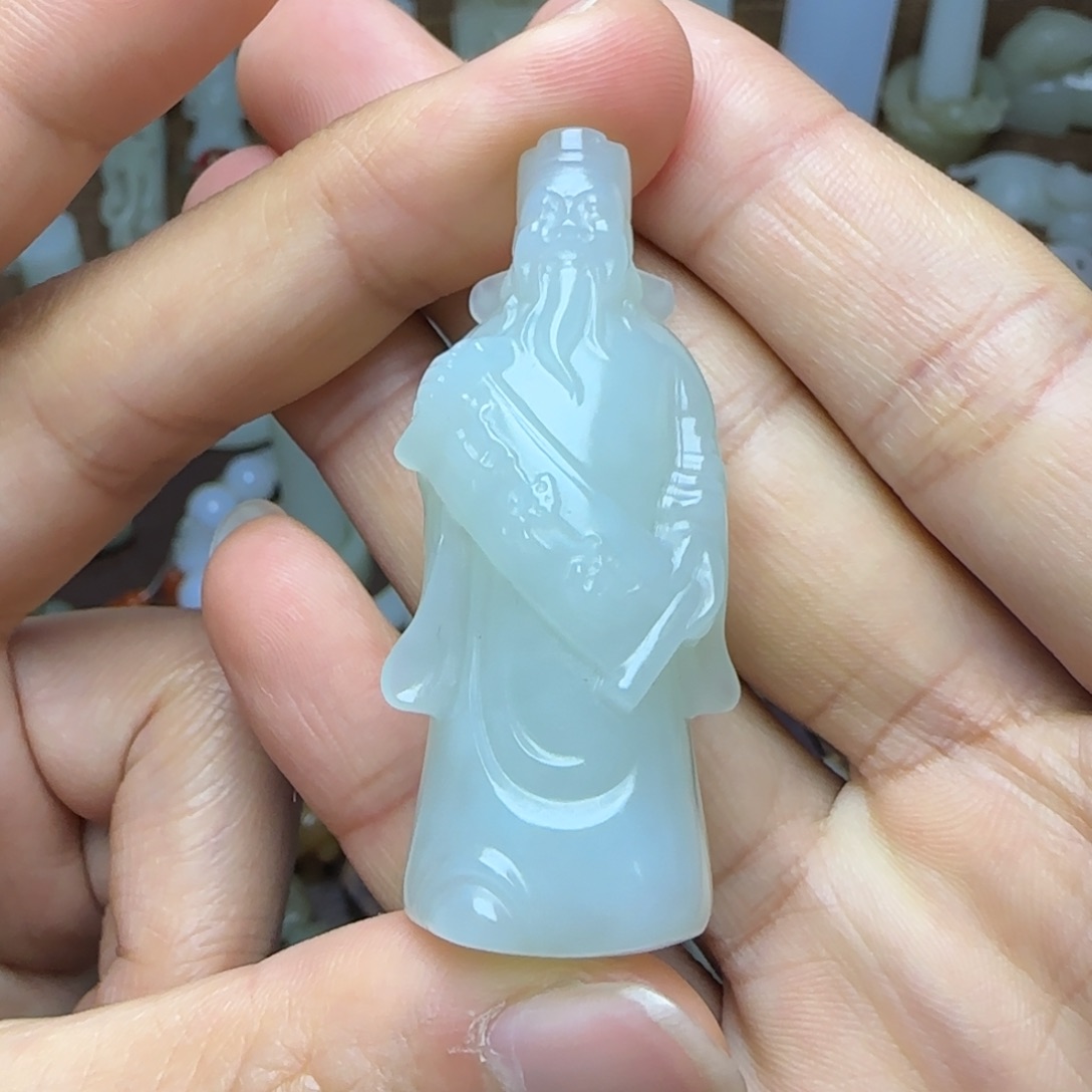 和田玉挂件未镶嵌财神