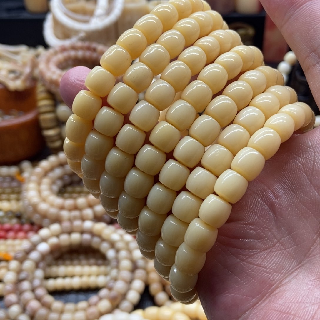 驼骨手串/手链9毫米老黄料牛骨 直切