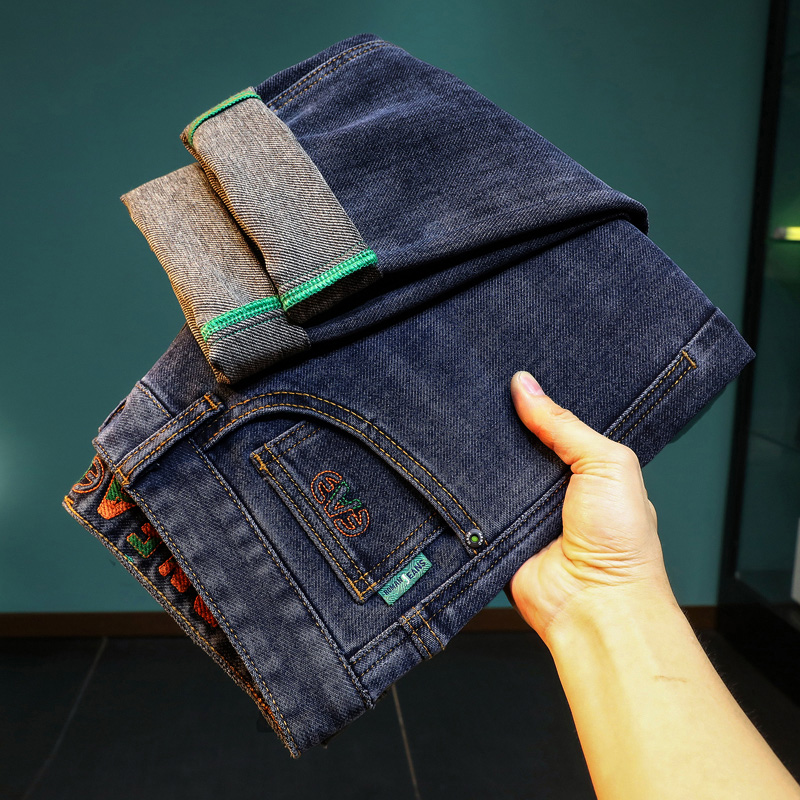 男士秋季牛仔裤秋季直筒时尚休闲直筒百搭青春潮流牛仔裤长裤秋款