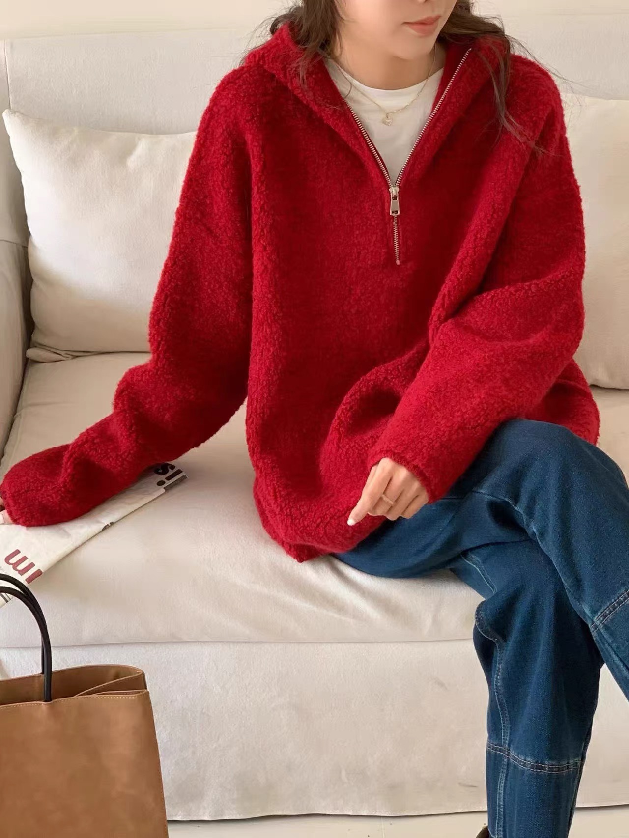 ZH 3-6653新款大版连帽羊毛毛衣