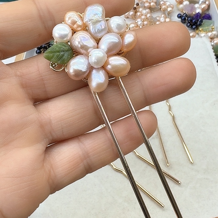 淡水珍珠发饰银S925镶嵌