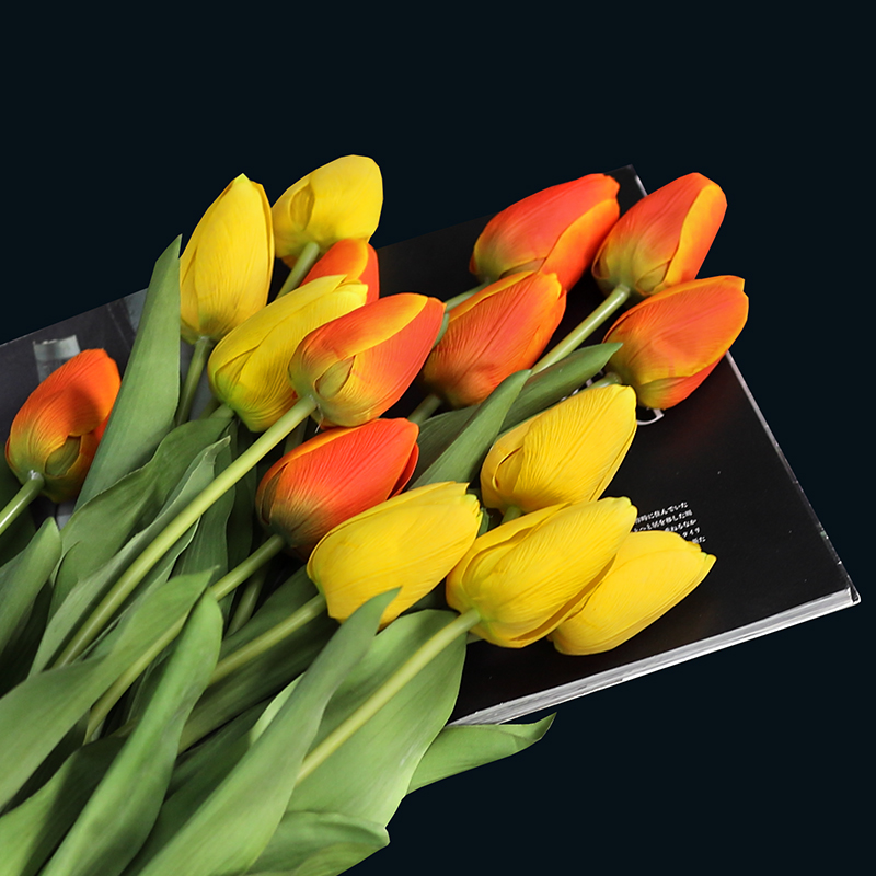 新 美筑里高档手感保湿郁金香假花仿真花摆设高级感逼真装饰花卉