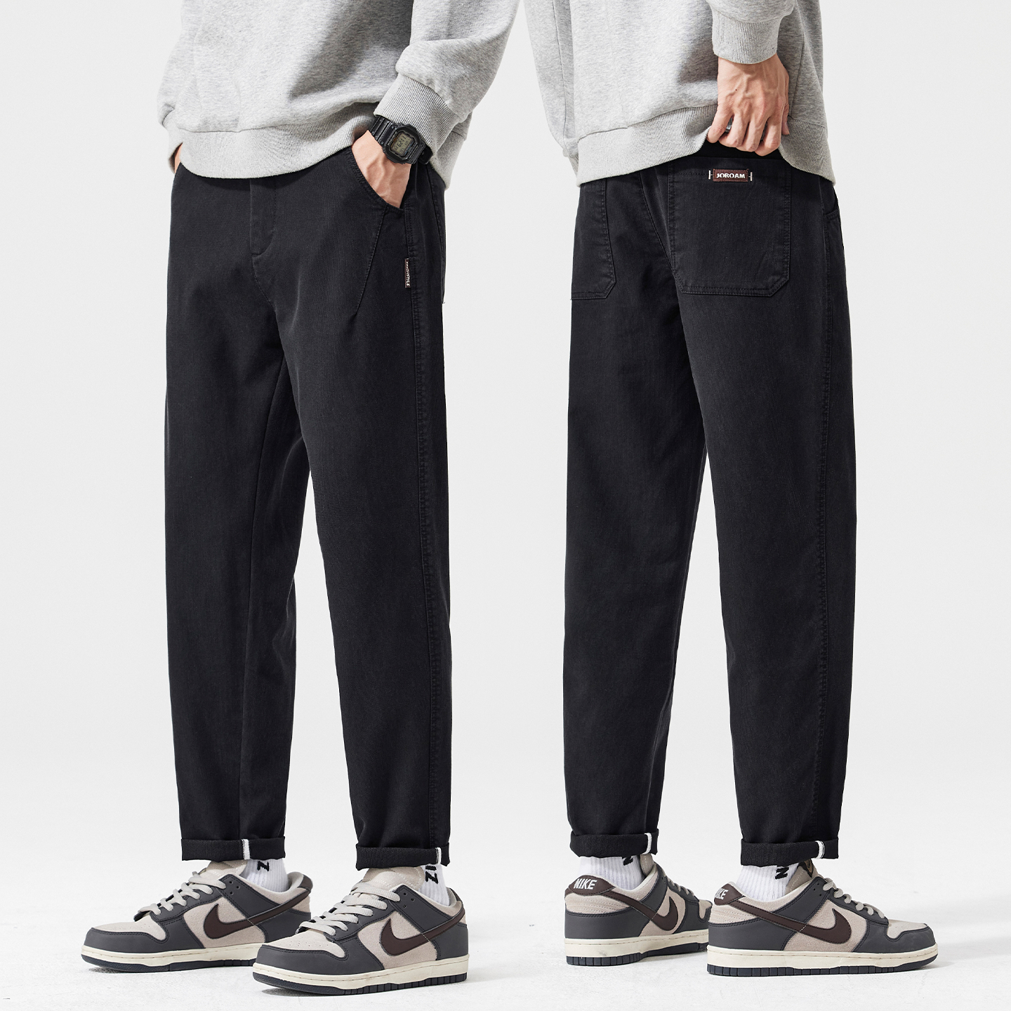 LEEHOM男士休闲裤秋冬新款宽松直筒男秋季锥形工装弹力百搭长裤子