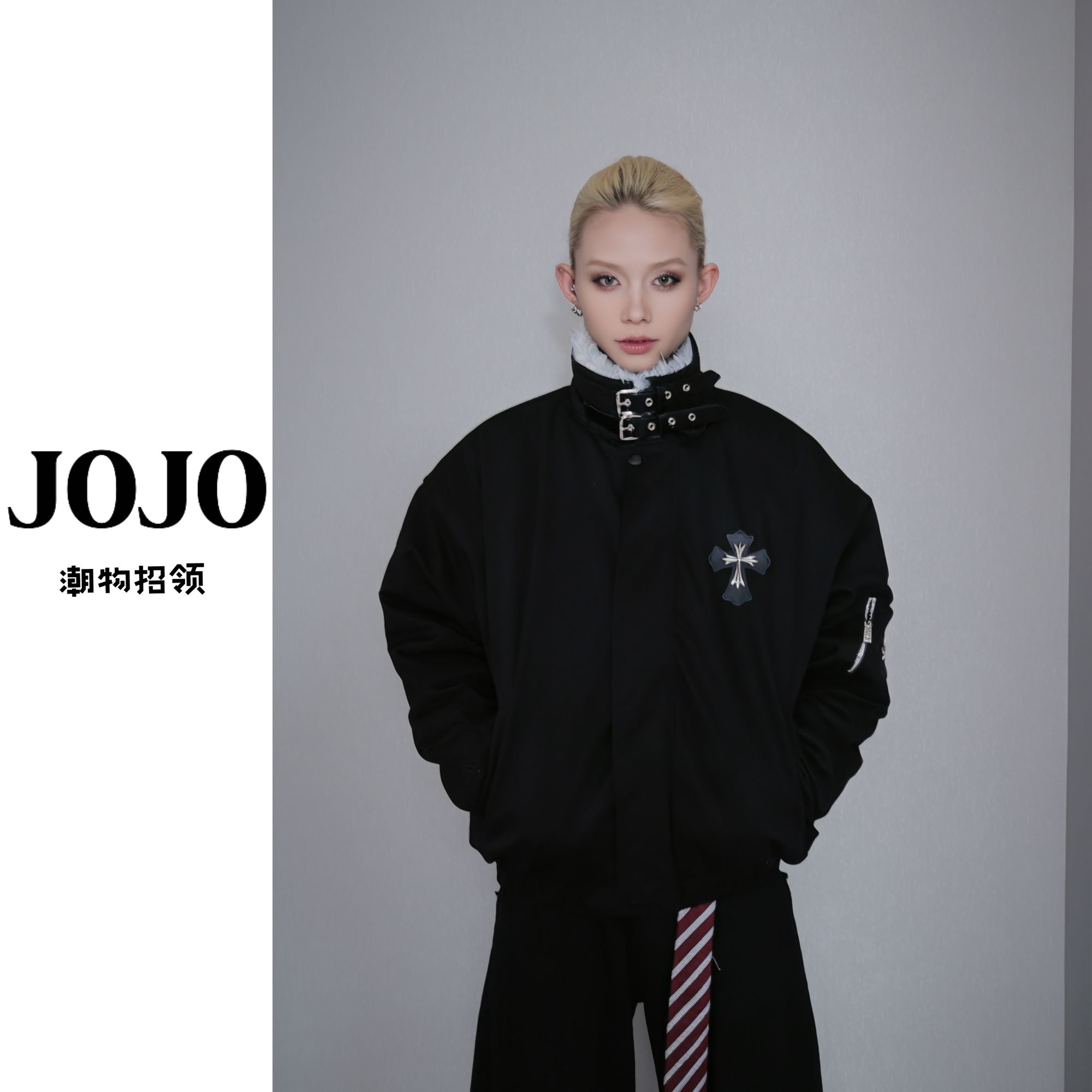 高街美式vintage哥特风十字架座山雕棉衣冬季加厚保暖情侣外套