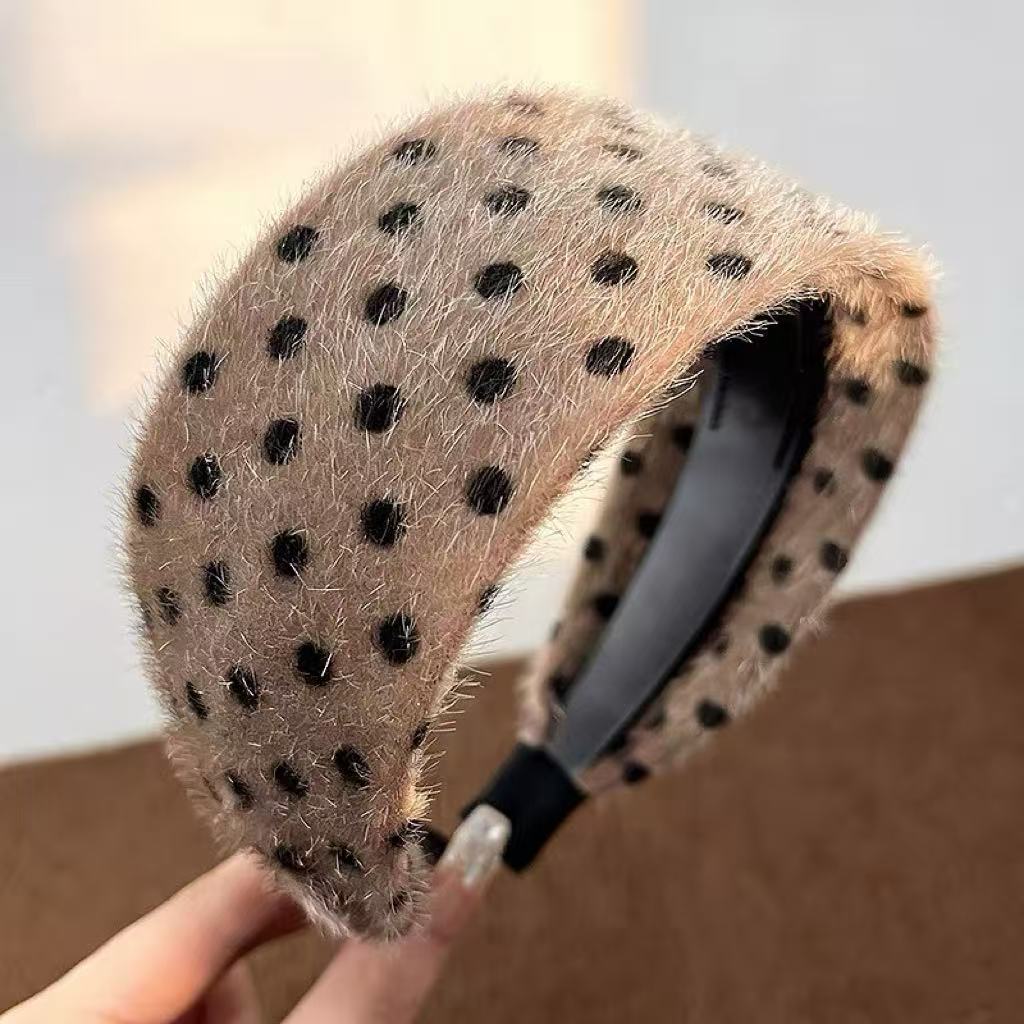 秋冬毛呢波点宽发箍女法式高级感高颅顶气质甜美新款百搭头箍3304